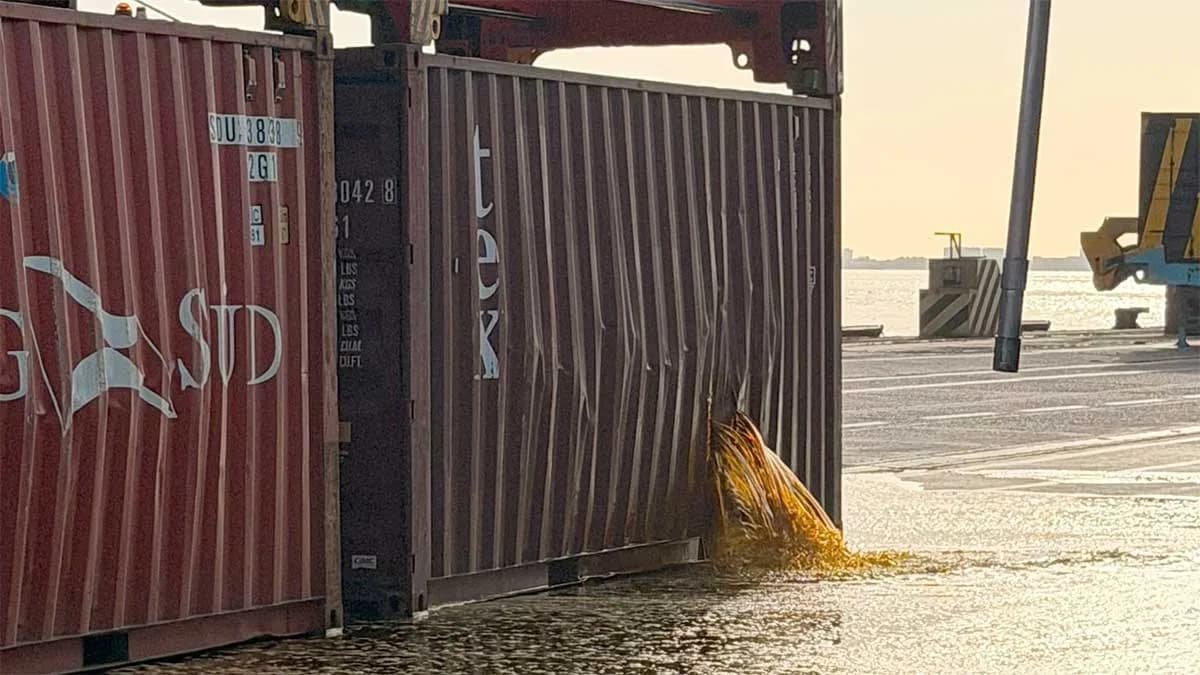 APM Terminals Algeciras moviliza a tres empresas especializadas para contener un vertido de aceite de palma en el Muelle Juan Carlos I